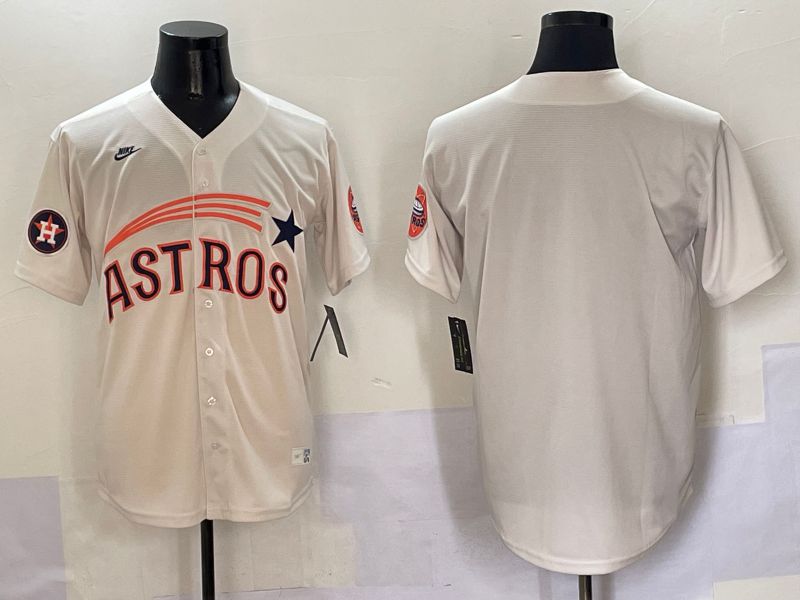 Men Houston Astros Blank Cream Five generations Joint Name 2025 Nike MLB Jersey style 3->houston astros->MLB Jersey
